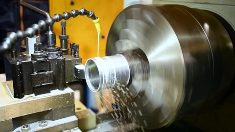 Hydraulic lathe at work Stock Footage 125780830