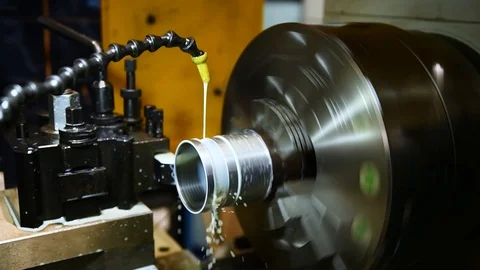Hydraulic lathe at work Stock Footage 125781996