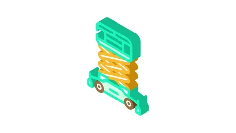 Hydraulic lift platform civil engineer isometric icon animation Stock Footage 327292012