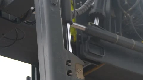 Hydraulic Piston Close-Up on Heavy Port Machinery 動画素材 338371993