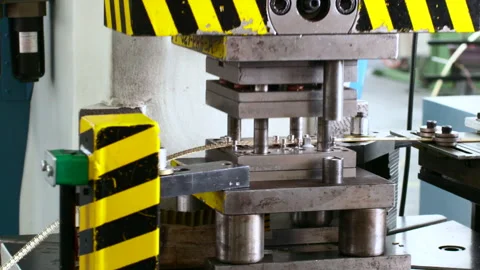 Hydraulic press automated machine in the industry Stock Footage 246954814