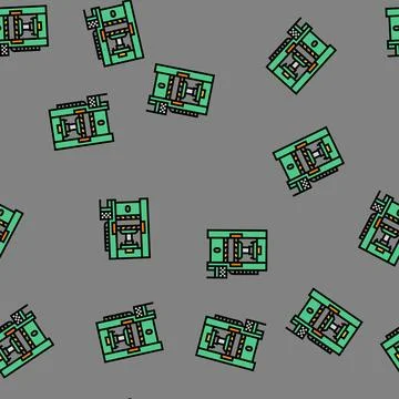 Hydraulic press industry vector seamless pattern Stock Illustration