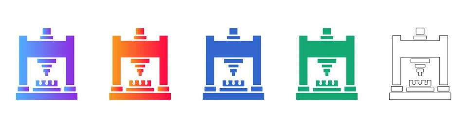 Hydraulic Press Machine Vector Icons Illustrazione stock