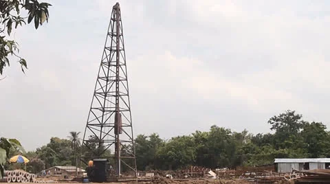 Hydraulic ram pile driver Stock Footage 23915078