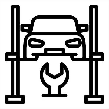 Hydraulic ramp line icon vector illustration isolated on white background Illustrazione stock