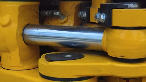 Hydraulic system components demonstrate functionality and durability in 스톡 동영상 316879753