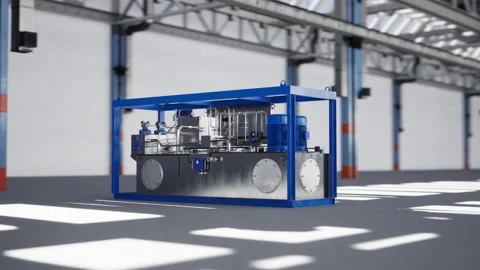 Hydraulic unit at the factory. Stock Footage 139923460