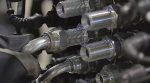 The hydraulic valve inside the factory Stock Footage 59909717