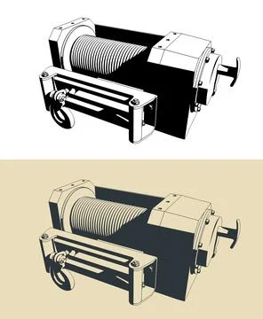 Hydraulic winch illustrations Stock Illustration