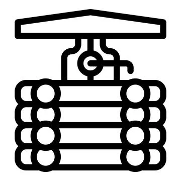 Hydraulic wood lifting machine processing lumber in timber yard Stock Illustration