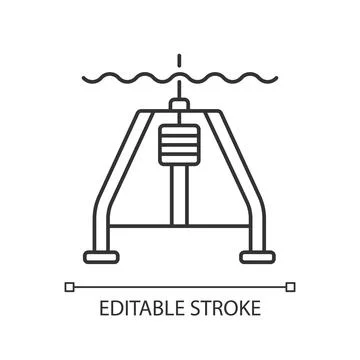 Hydraulically damped gravity corer linear icon Stock Illustration