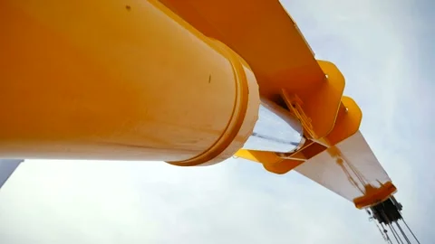 Hydraulics of the crane from below Stock Footage 142496412