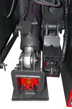 Hydraulics crane support on white Foto stock
