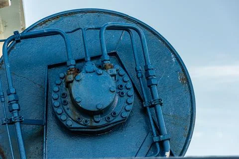 Hydraulics system on a wire drum Stock Photos