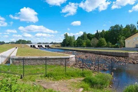 The hydro complex on The Okhta River. St Petersburg. Russia Stock Photos