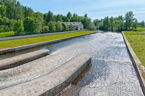 The hydro complex on The Okhta River. St Petersburg. Russia Stock Photos