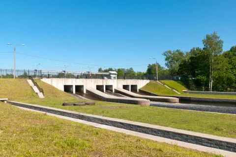 The hydro complex on The Okhta River. St Petersburg. Russia Stock Photos