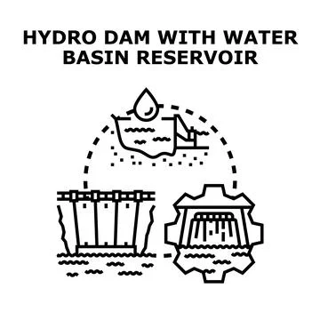 Hydro dam energy production vector illustration Stock Illustration