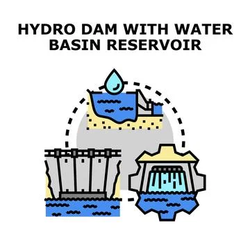 Hydro dam energy production vector illustration Stock Illustration