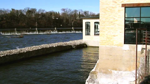 Hydro Dam Fox River Locks Building Vídeos de archivo 37850967
