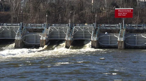 Hydro Dam Fox River - Pan Vídeo Stock 37849761