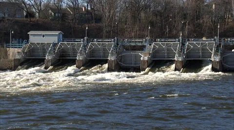 Hydro Dam Fox River - Stat Video stock 37816387