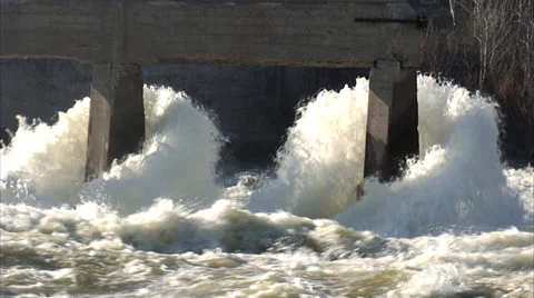 Hydro Dam Fox River Two Pillar Video stock 37847890