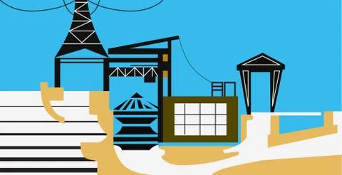 Hydro electric station Stock Illustration