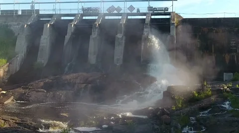 Hydro Electrical Dam with fox Stock Footage 64759735