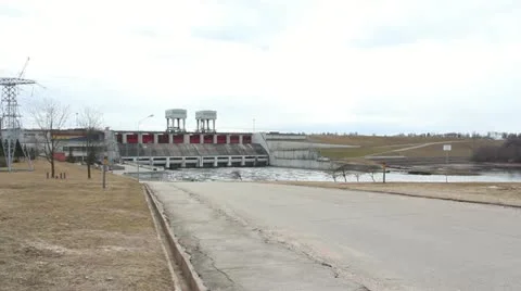 Hydro electro power station on river Stock Footage 10860818