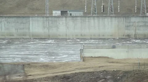 Hydro electro power station on river Stock Footage 10860854