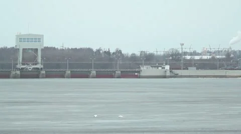 Hydro electro power station on river Stock Footage 10860899