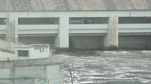 Hydro electro power station on river Stock Footage 10860935