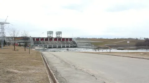 Hydro electro station on river Stock Footage 10860825