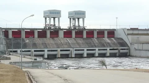 Hydro electro station on river Stock Footage 10860830