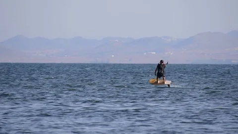 Hydro foil kite boarding in Spain Stock Footage 112973723
