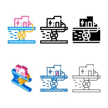 Hydro generator simplified color icon vector color Stock Illustration