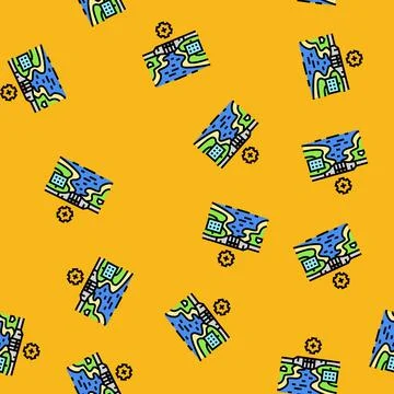 Hydro infrastructure hydroelectric power vector seamless pattern 库存插图