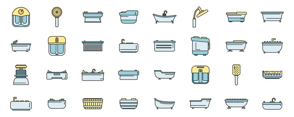 Hydro massage icons set vector color line イラスト素材