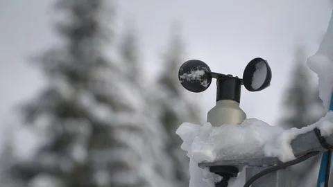Hydro meteorological center. Wind speed meter anemometer installed in the Stock Footage 85216616
