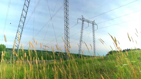 Hydro Power Lines in a Field. 動画素材 78158488