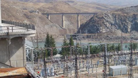 Hydro power station Ust'-Kamenogorsk Stock Photos