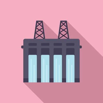 Hydro station icon flat vector. Water energy 스톡 일러스트