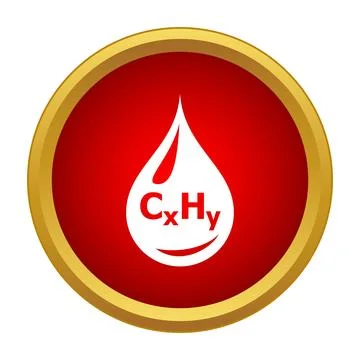Hydrocarbon fuel drop molecule element icon Stock Illustration