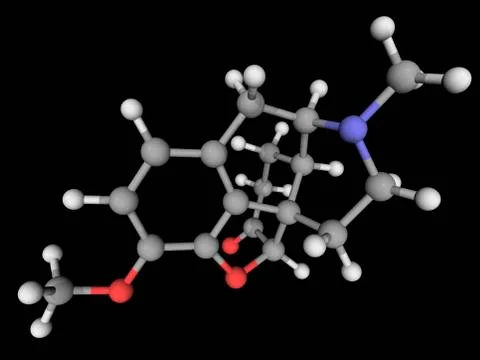 Hydrocodone drug molecule Stock Illustration