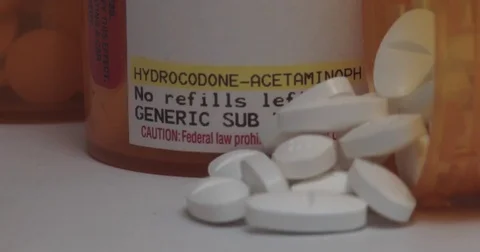 Hydrocodone Pills and Bottle - Static Stock Footage 85078447