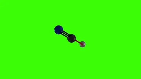 Hydrocyanic Molecule Floating in Microscopic Environment - Green Screen Vidéo 338039216