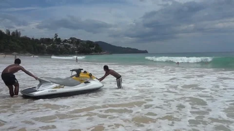 Hydrocycle on a beach Stock Footage 55609918