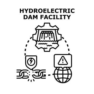 Hydroelectric dam facility future energy challenge concept Stock Illustration