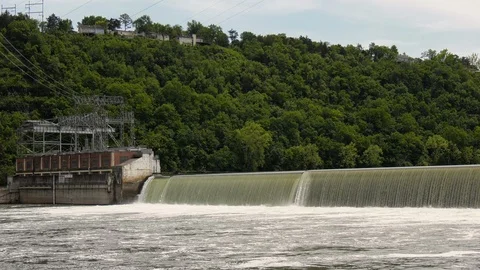 Hydroelectric dam flowing water Stock Footage 107852121